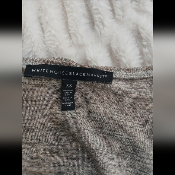 White House Black Market Gray and Brown Puff Sleeve Top - Picture 6 of 7